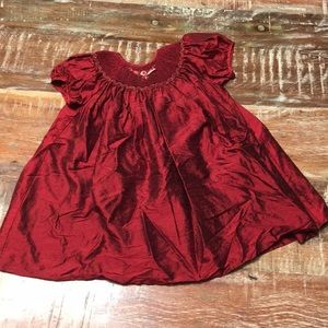Smocked Silk dupioni red dress